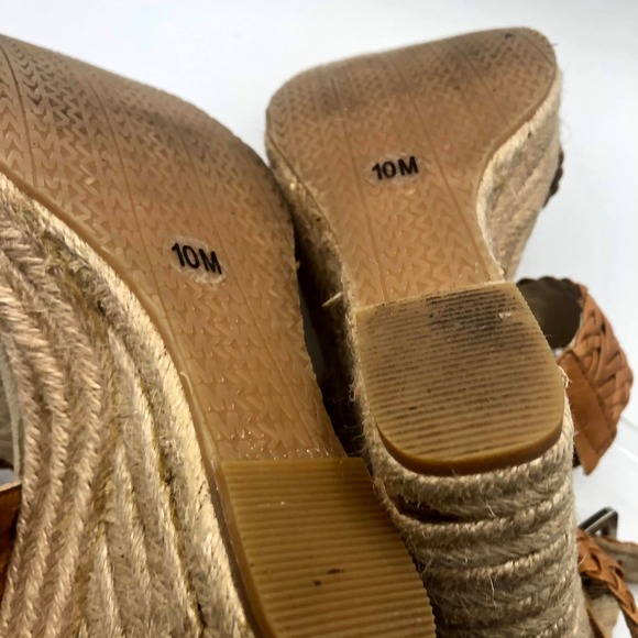Michael Kors Tan‎ Braided Espadrille Wedge Heel Platform Sz 10 - Picture 8 of 9